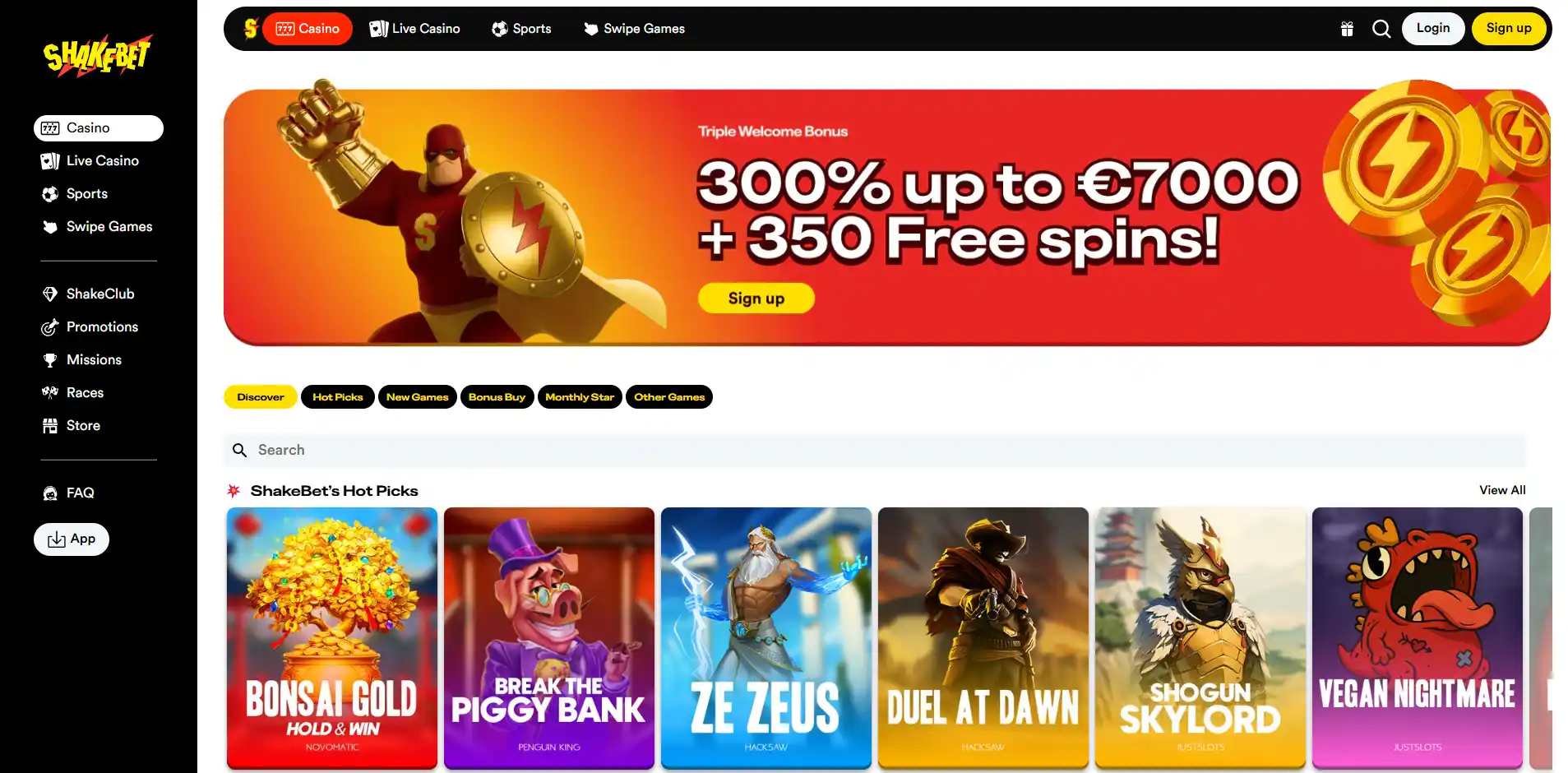 Welkom bij ShakeBet Casino image 1
